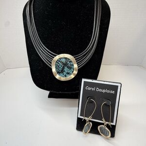 Carol Dauplaise Statement Necklace & Matching Earring Set New